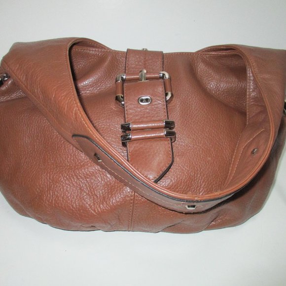 b. Makowsky Brown BOHO Hobo Sling Leopard Lining Shoulder Bag - Picture 1 of 10